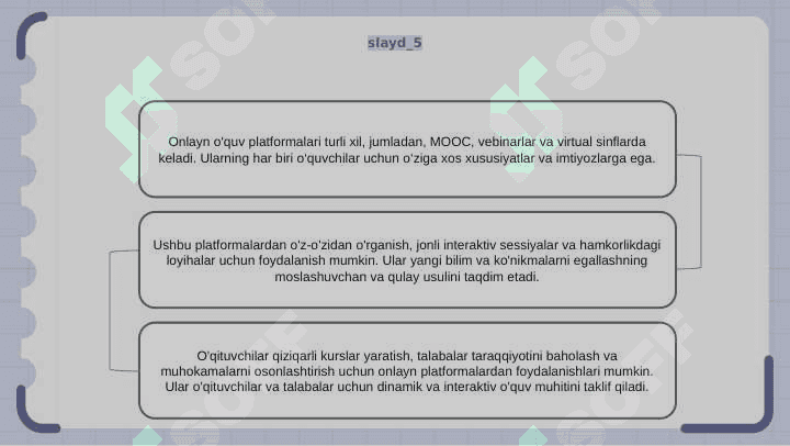 Online talim platformalarning turlari.Platformalardan foydalanish usullari 7