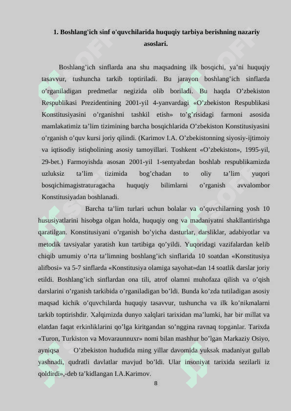BOSHLANG’ICH SINF HUQUQIY TARBIYA BERISH MAZMUNI VA YO‘LLARI 8