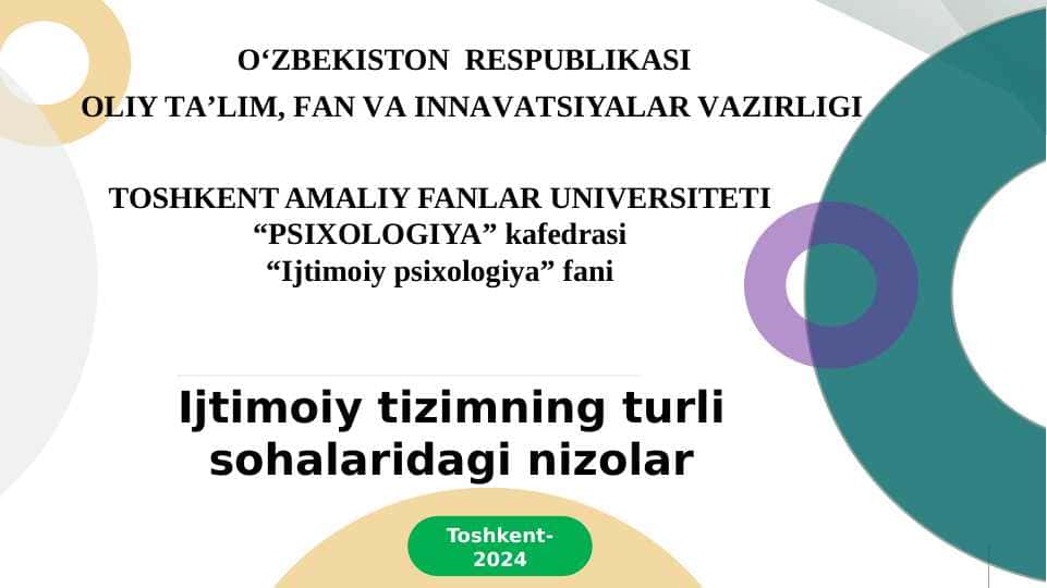 Ijtimoiy tizimning turli sohalaridagi nizolar 1