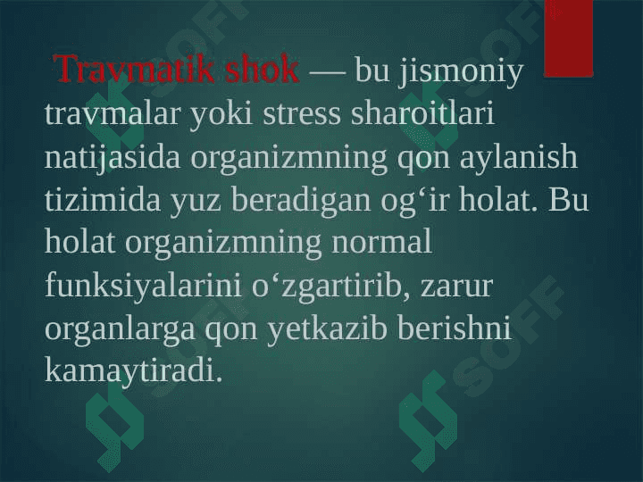 TRAVMATIK SHOK. POLITRAVMA. OCHIQ VA YOPIQ SINISHLAR 3