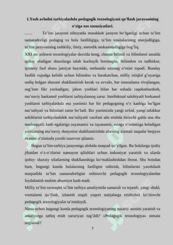 SHAXS TARBIYASIDA PEDAGOGIK TEXNOLOGIYALARDAN FOYDALANISH 7
