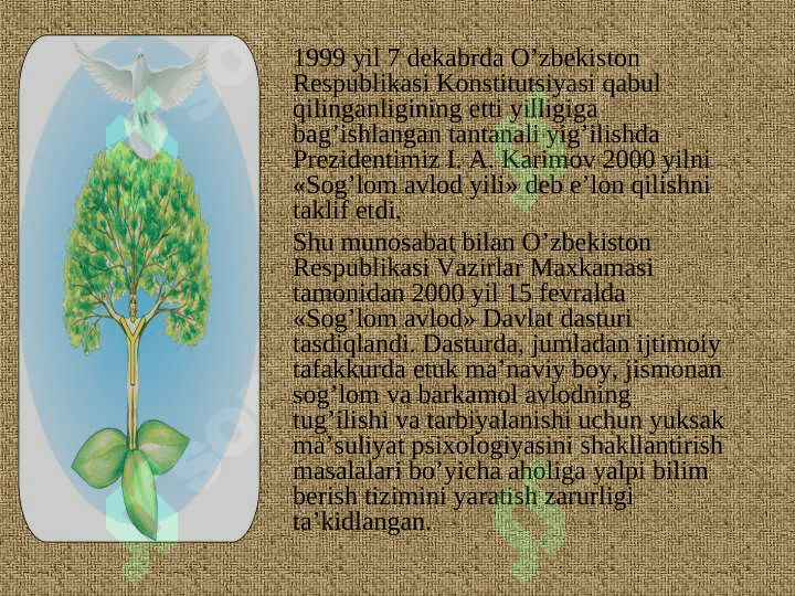 Valeologiya asoslari fanining tarixi. Odam salomatligi  haqida hozirgi zamon tushunchalari. 2
