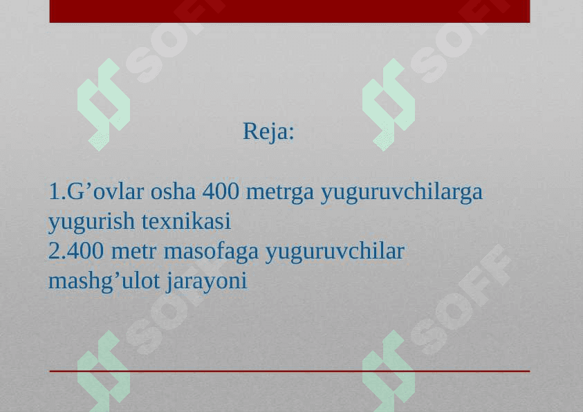 200 va 400 m.ga g’ovlar osha yugurish texnikasi 2