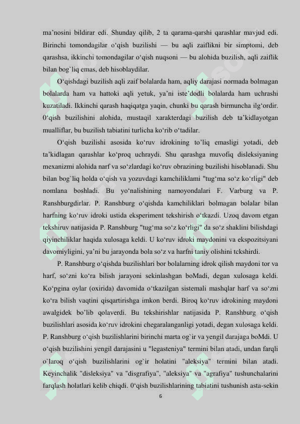 Agrammartik dizleksiya va dizgrafiyani bartaraf 6