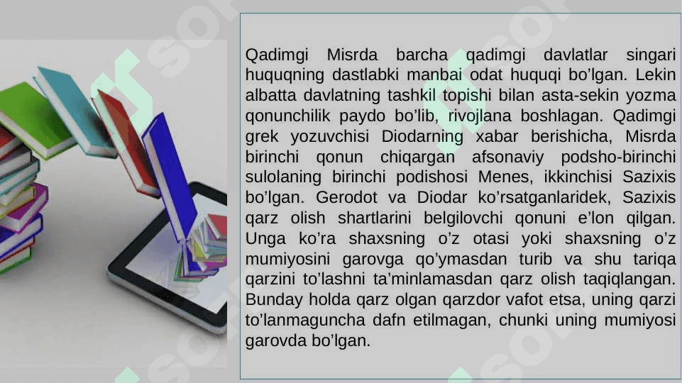 Qadimgi Misr huquqining asosiy belgilari 3