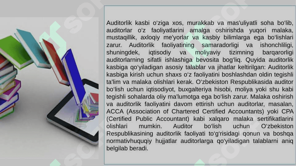 AUDITOR KASBIGA QO’YILADIGAN TALABLAR 3
