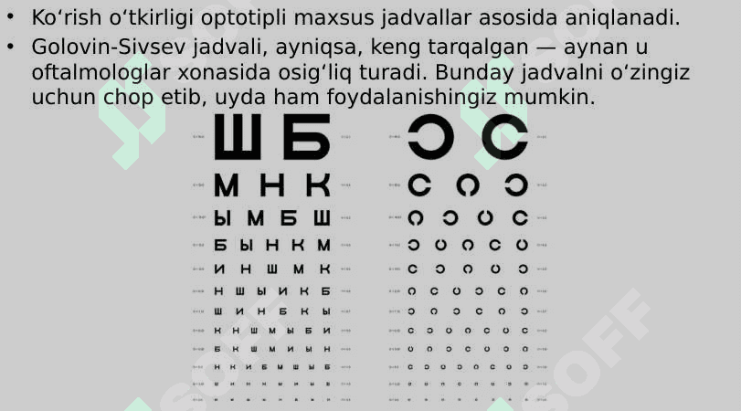 Ko’rish o’tkirligini aniqlash 3