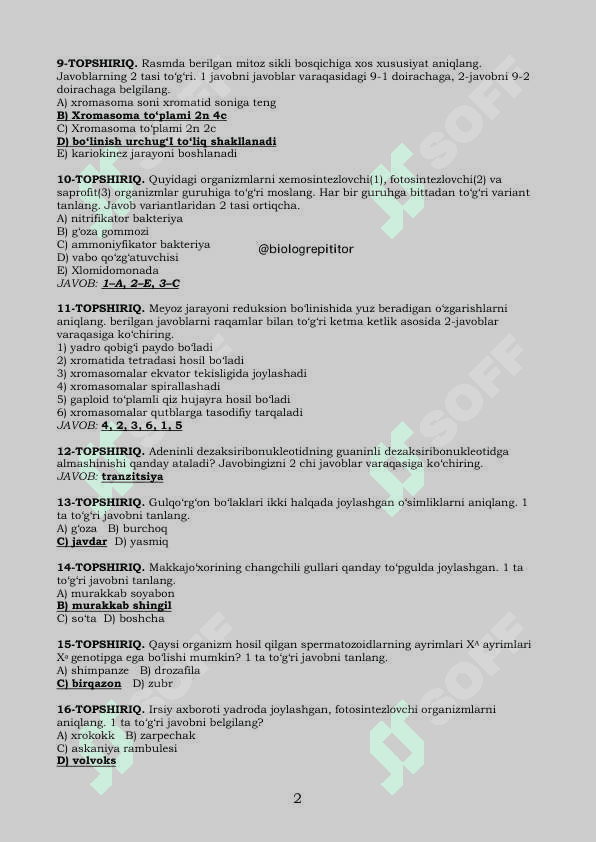 Kimyodan sertifikat savollari 2