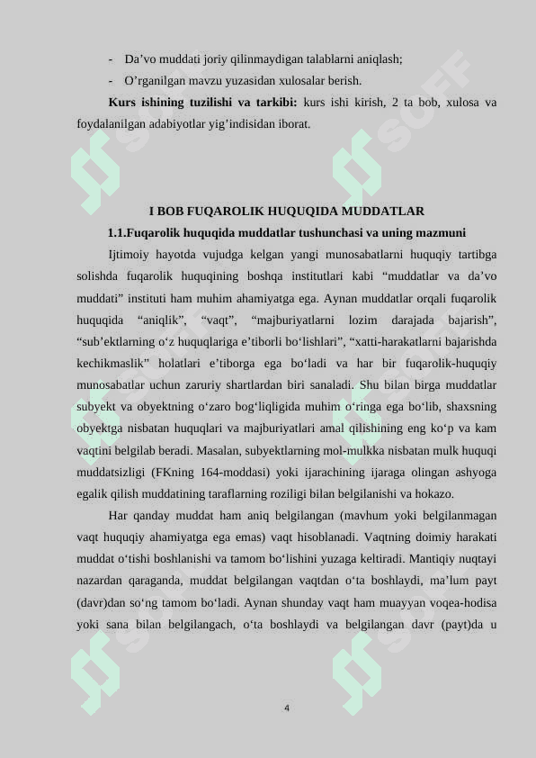 FUQAROLIK HUQUQIDA MUDDATLAR va Davo muddatlari 4