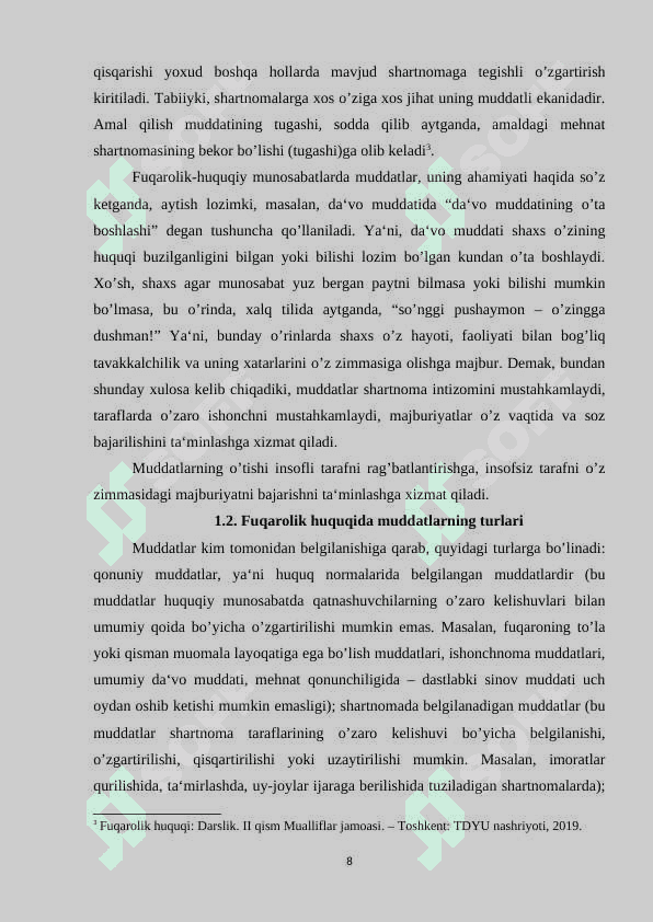 FUQAROLIK HUQUQIDA MUDDATLAR va Davo muddatlari 8