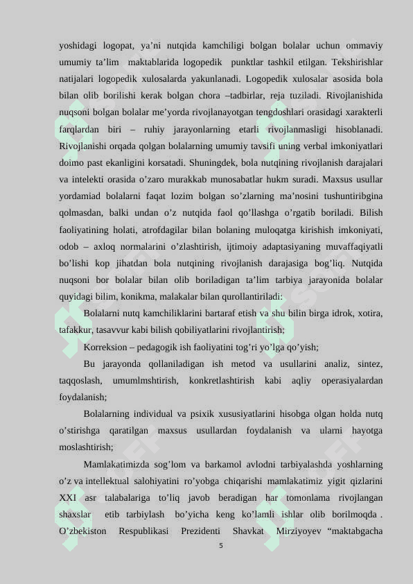Dizartriya nutq buzulishini o’rganishning ilmiy-nazariy asoslari va dizartriyaning sabablari, belgilari 5