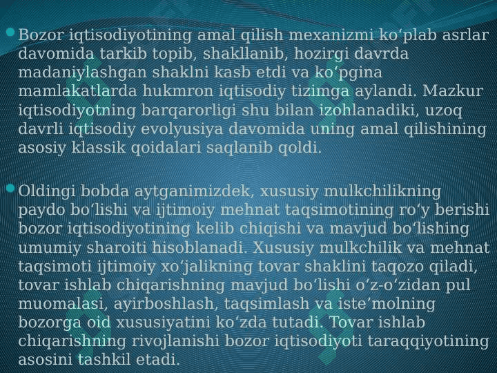 O’ZBEKISTONDA BOZOR IQTISODIYOTINING SHAKLLANISH XUSUSIYATLARI. 3