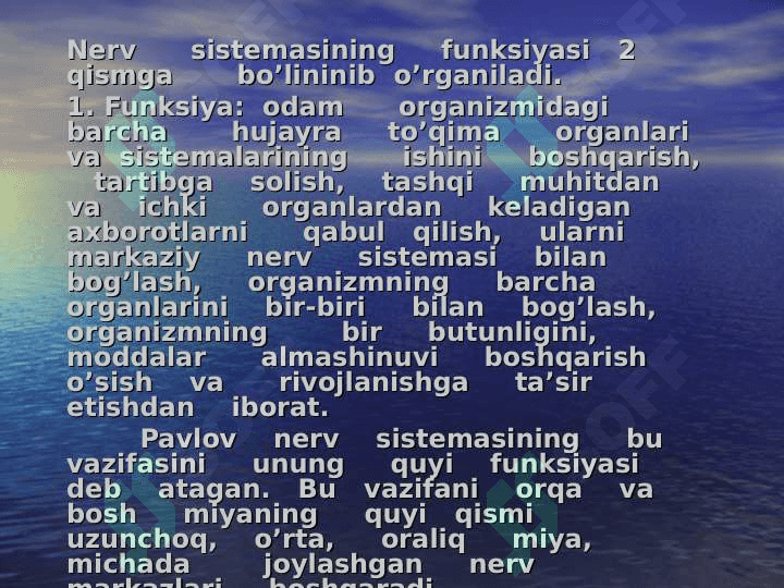 Nerv sistemasining fiziologiyasi va yosh    xususiyatlari 2