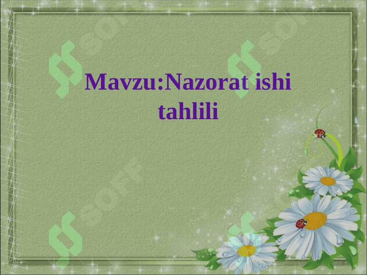Nazorat ishi tahlili 2