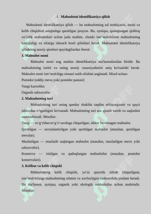 QADOQLANGAN QISHLOQ XO'JALIK MAHSULOTLARINING MARKIROVKALASH 2