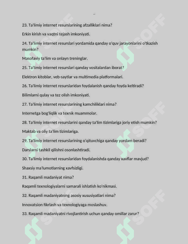 informatika savol javoblari bilan 3