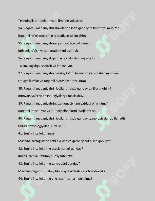 informatika savol javoblari bilan 4