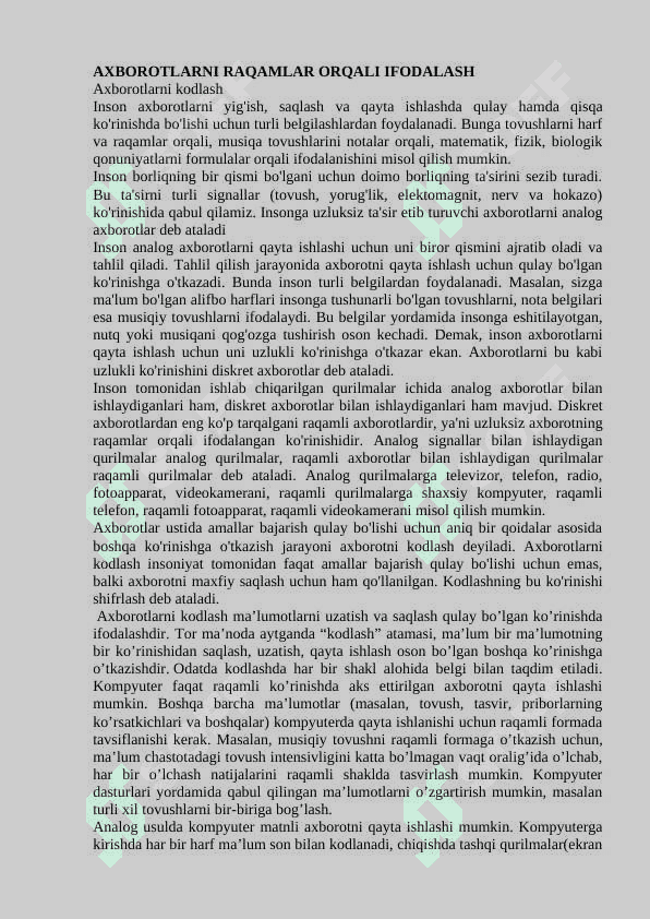 Axborotlarni kodlash va dеkodlash. 2