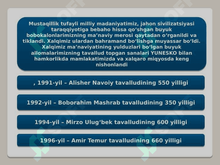 MUSTAQILLIK YILLARIDA O’ZBEKISTONDA MA’NAVIY VA MADANIY TARAQQIYOT 4