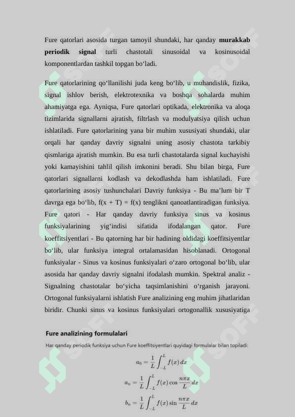 Elektronika va telekommunikatsiyada Fure qatorlarining qo'llanilishi. 5