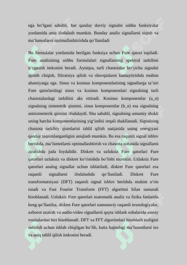 Elektronika va telekommunikatsiyada Fure qatorlarining qo'llanilishi. 6