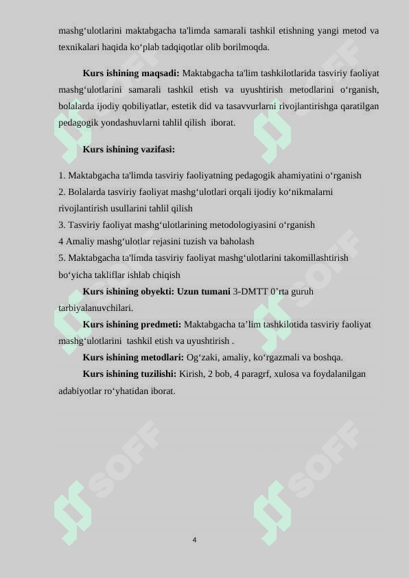 MAKTABGACHA TA’LIM TASHKILOTIDA TASVIRIY FAOLIYAT MASHG‘ULOTLARINI TASHKIL ETISH VA UYUSHTIRISH 4