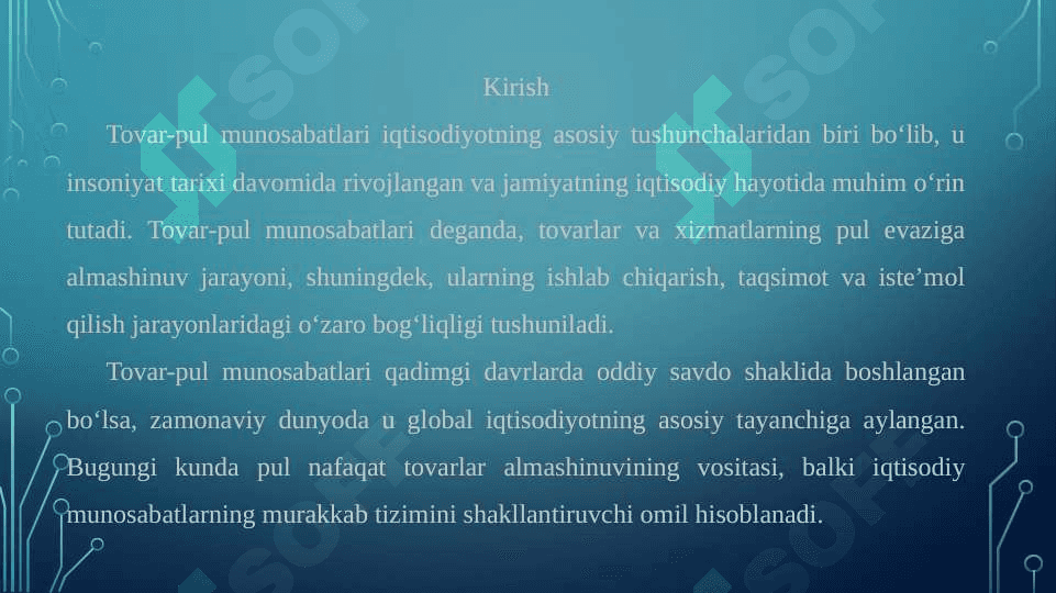 Tovar-pul munosabatlari. 3