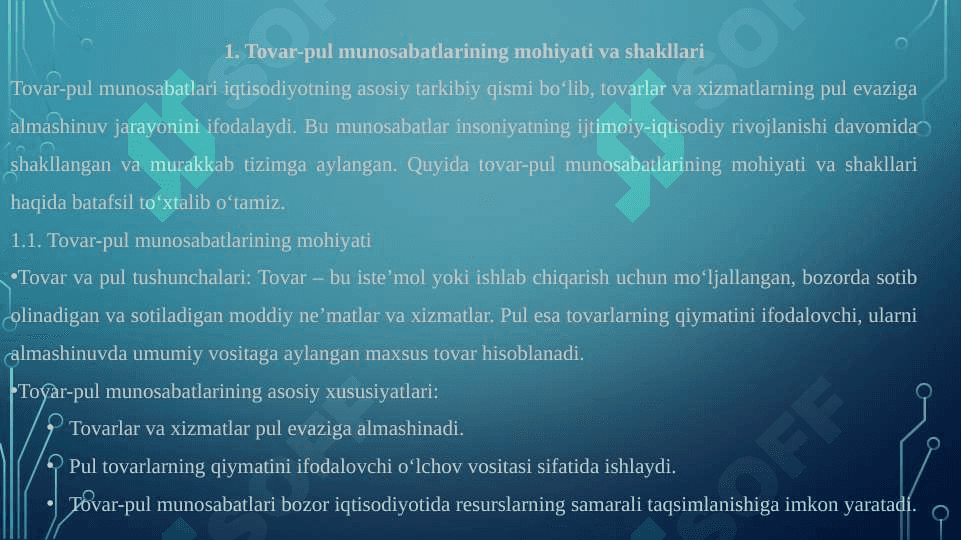 Tovar-pul munosabatlari. 5