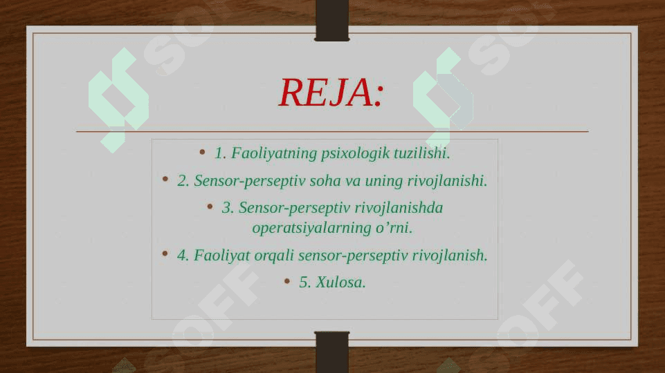 Bola rivojlanishida faoliyatning psixologik tuzilishi va operatsiyalarning rolli sensor-perseptiv sohada. 2