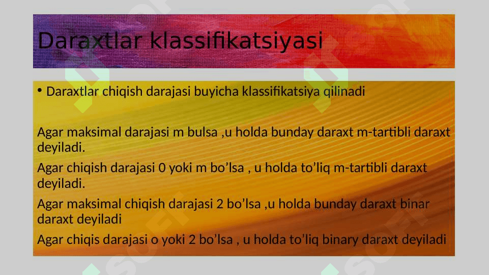 Daraxtlar klassifikatsiyasi 3