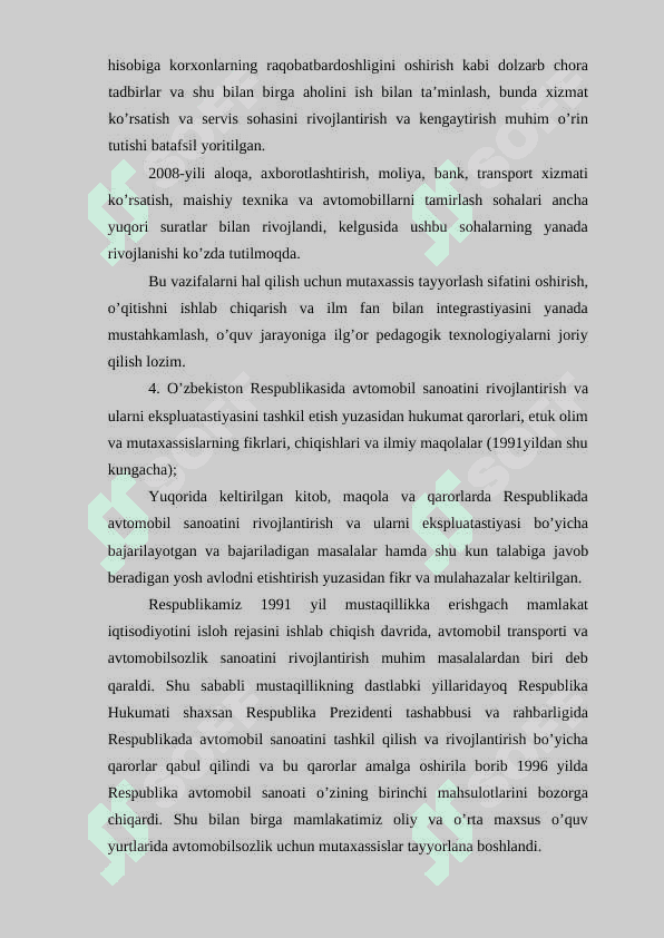 Avtotransport tarmog’i korxonalarini loyixalash 4