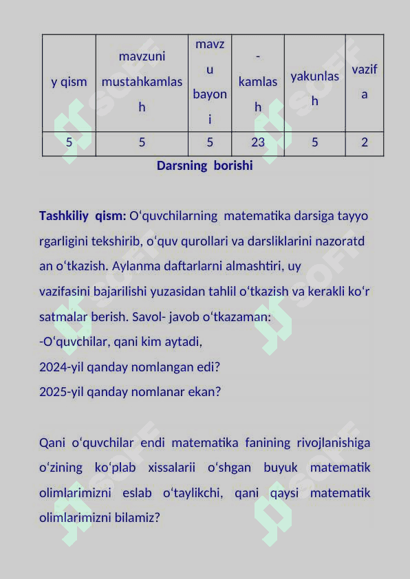 2-sinf matematika dars ishlanmasi 5 sonini ko‘paytirish va 5 soniga bo‘lish jadvali mavzusida 3