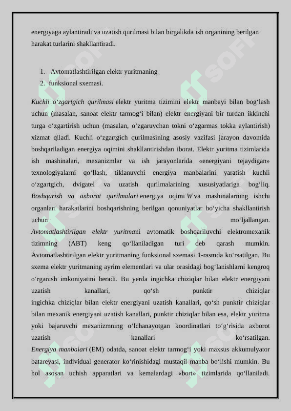 Elektr yuritmalarning tezligini va holatini rostlash 2