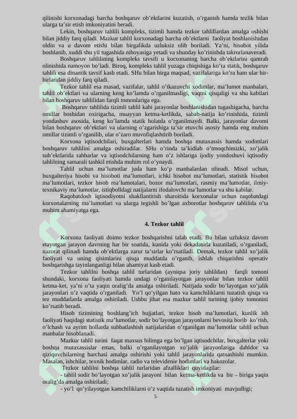 Iqtisodiy tahlilning turlari, axborot manbalari va iqtisodiy tahlil ishlarini tashkil etish 5