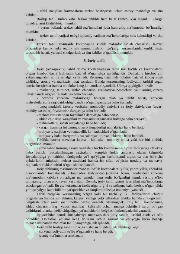 Iqtisodiy tahlilning turlari, axborot manbalari va iqtisodiy tahlil ishlarini tashkil etish 6