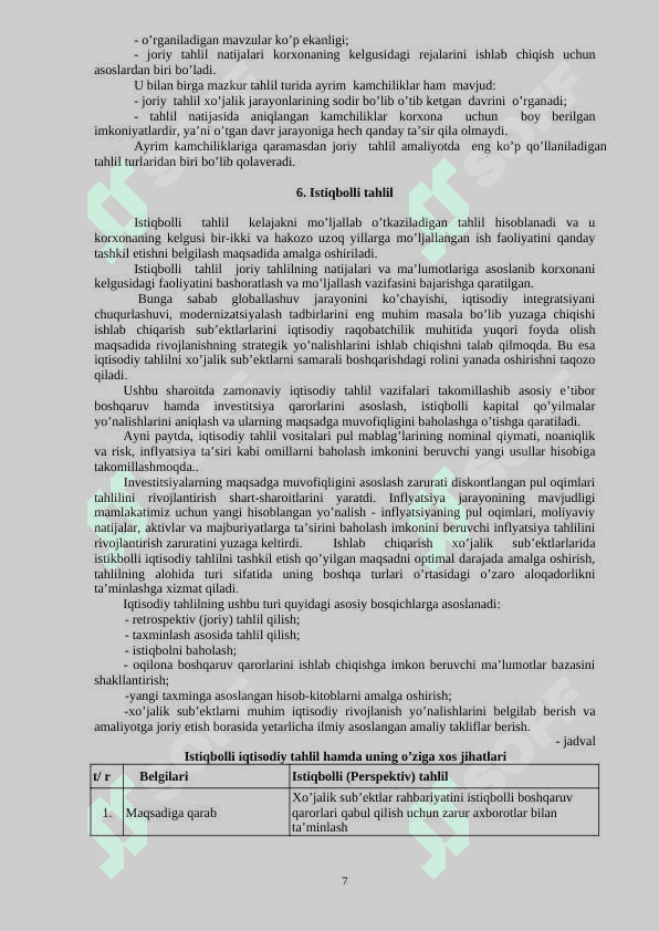 Iqtisodiy tahlilning turlari, axborot manbalari va iqtisodiy tahlil ishlarini tashkil etish 7