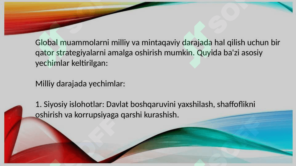 Global muammolarning milliy va mintaqaviy darajasidagi yechimlarini topish 2
