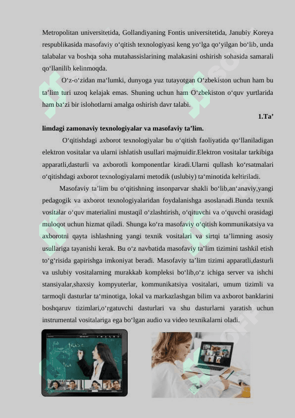 Respublikada masofaviy ta’lim rivojlanishi bu sohani olib borish 4
