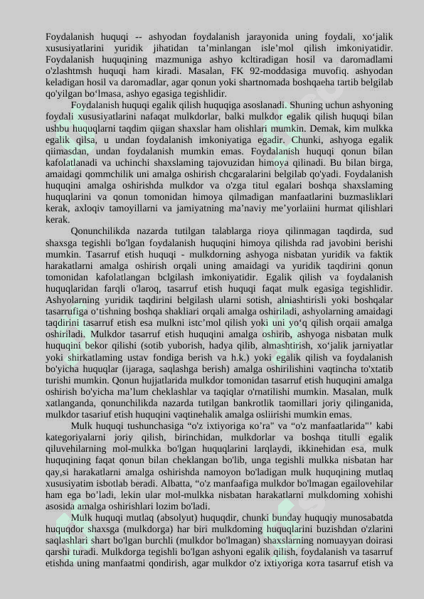 MULK HUQUQI. MAJBURIYAT HUQUQINING ASOSIY TUSHUNCHALARI 4