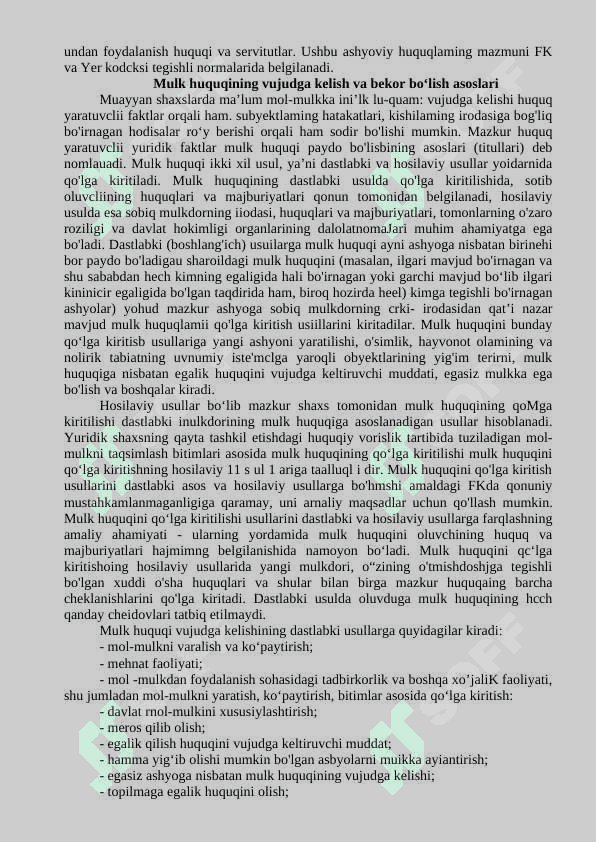 MULK HUQUQI. MAJBURIYAT HUQUQINING ASOSIY TUSHUNCHALARI 7