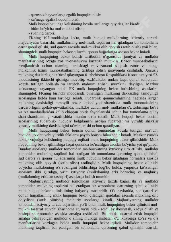 MULK HUQUQI. MAJBURIYAT HUQUQINING ASOSIY TUSHUNCHALARI 8