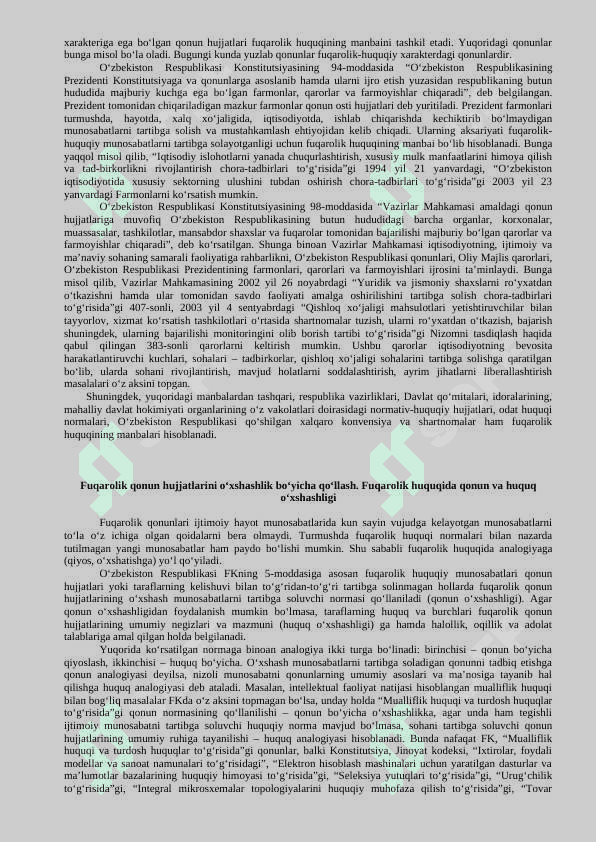 FUQAROLIK HUQUQI. FUQAROLIK HUQUQIDA MUDDATLAR VA DA’VO MUDDATI. FUQAROLIK HUQUQIDA SHAXSLAR 6