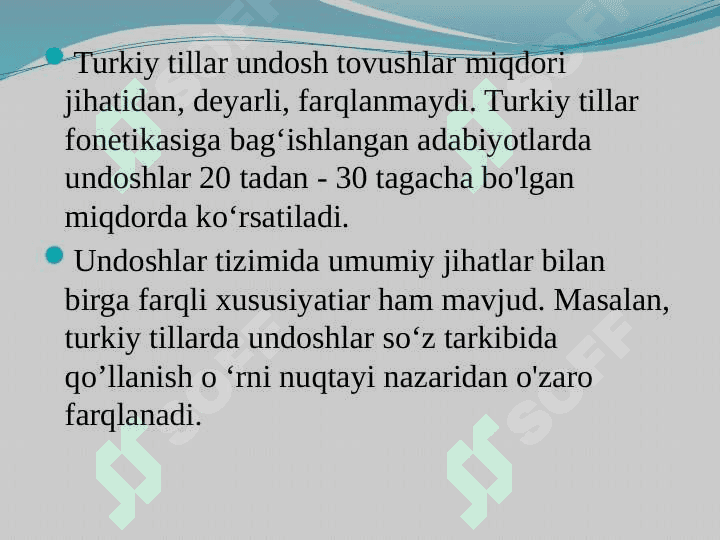 Turkiy tillarda undoshlar tizimi 2