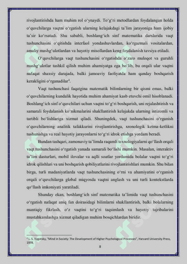 1 sinf vaqtga oid tushunchalarni rivojlantirish 8