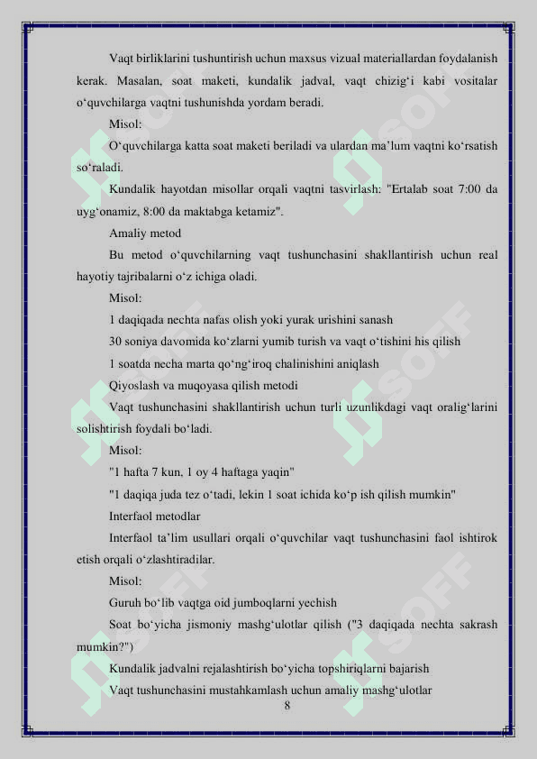 3 sinfda vaqt birliklarini tushuntirish metodikasi 8