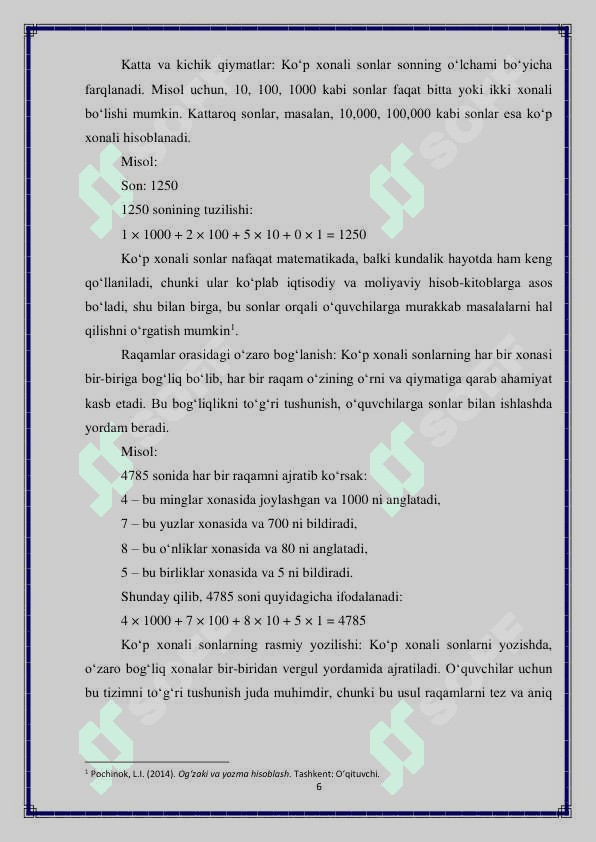 4 sinf ko‘p xonali sonlar ichida og‘zaki va yozma hisoblashga o‘rgatish metodikasi 6