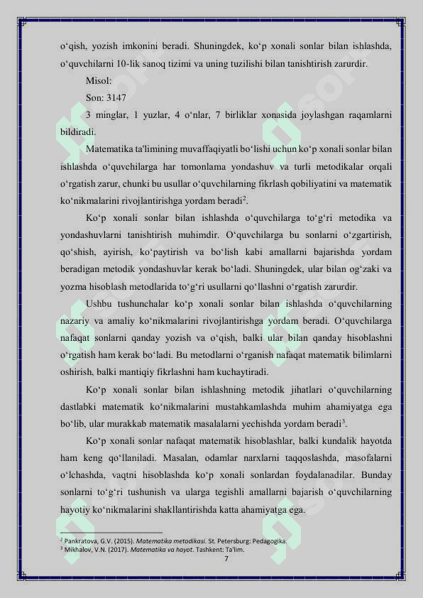 4 sinf ko‘p xonali sonlar ichida og‘zaki va yozma hisoblashga o‘rgatish metodikasi 7