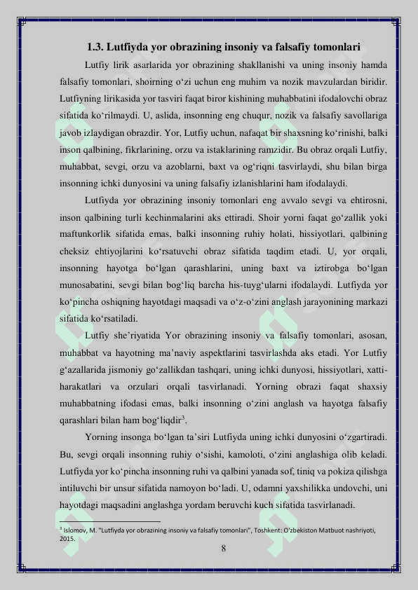Lutfiy lirikasida yor va oshiq obrazlari 8