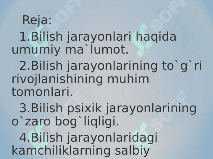 Bilish jarayonlari va psixodiagnostika 2