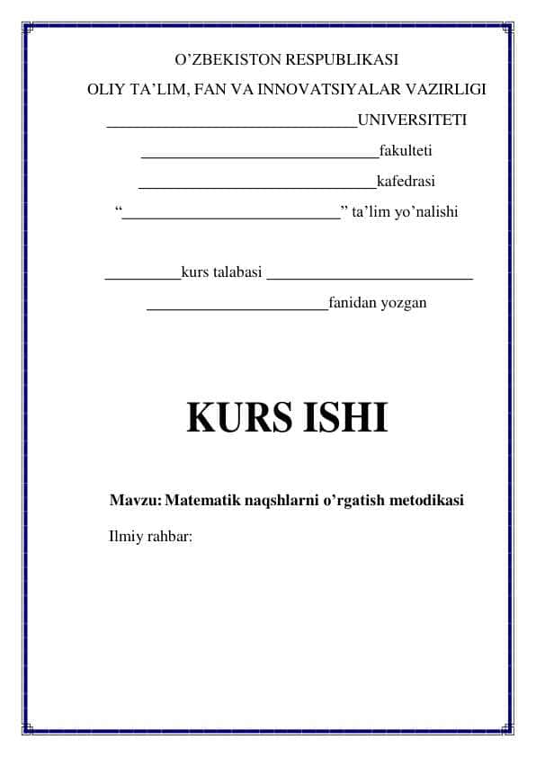 Matematik naqshlarni o'rgatish metodikasi